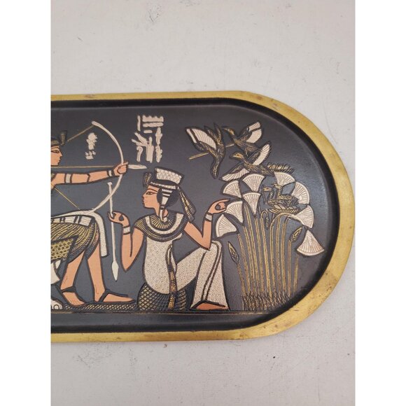 Antique bronze plate, Wall decor black and gold vintage metal plate, Wall plate, - Picture 4 of 10